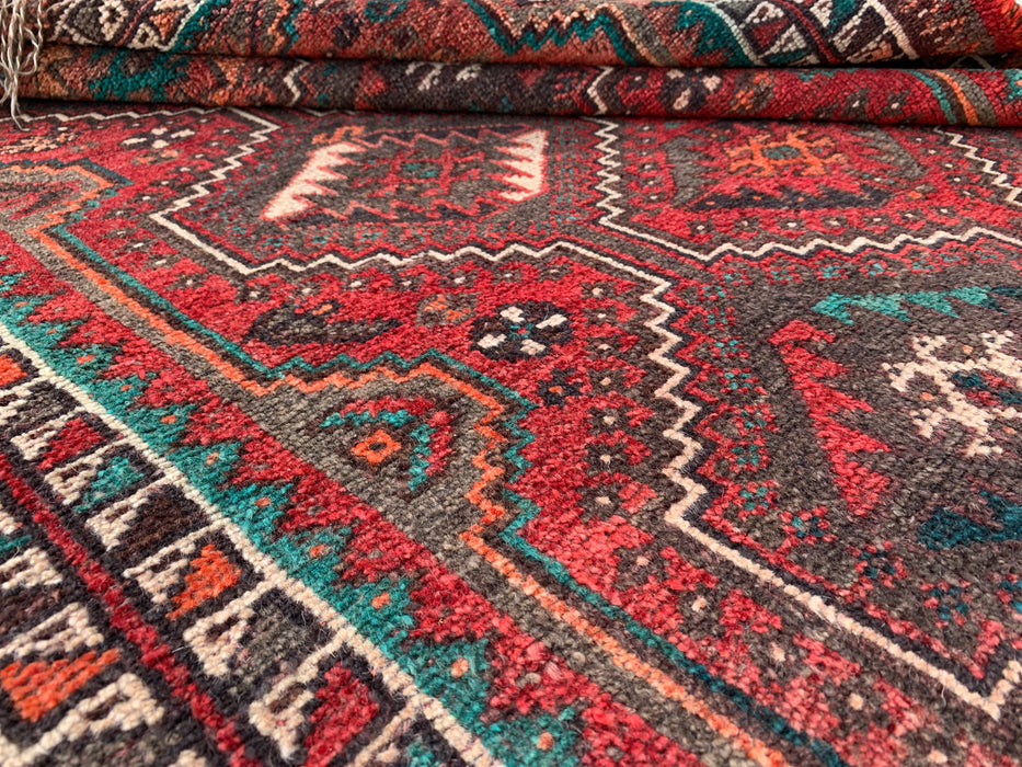 5'1 x 4'0 Hand-Knotted Persian Wool Rug - Rust Geometric Tribal Design - KBHM-950