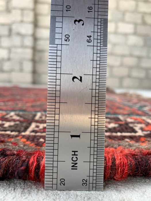 5'1 x 4'0 Hand-Knotted Persian Wool Rug - Rust Geometric Tribal Design - KBHM-950