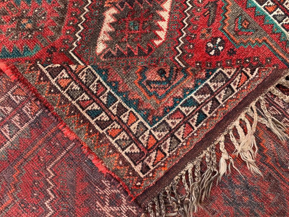 5'1 x 4'0 Hand-Knotted Persian Wool Rug - Rust Geometric Tribal Design - KBHM-950