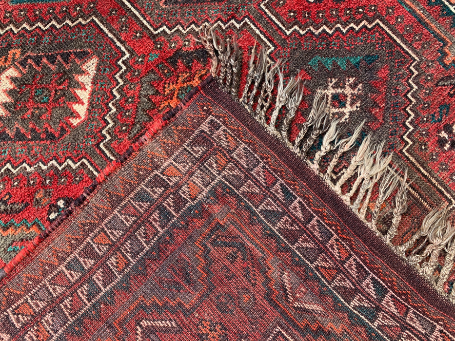 5'1 x 4'0 Hand-Knotted Persian Wool Rug - Rust Geometric Tribal Design - KBHM-950
