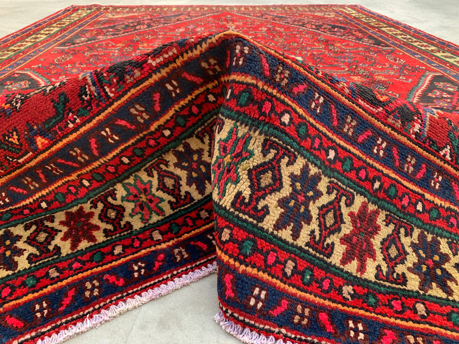 Handmade Persian Wool Area Rug 7x10 - Red Medallion Persian Style Rug - Exact Size 9'8" x 6'11" - KBHM-952