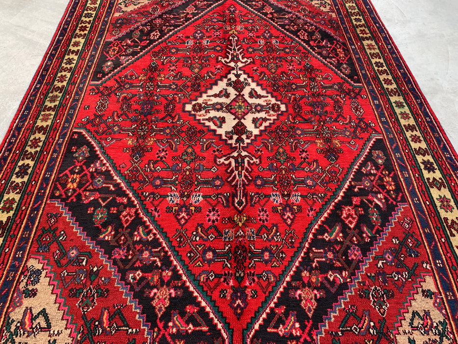 Handmade Persian Wool Area Rug 7x10 - Red Medallion Persian Style Rug - Exact Size 9'8" x 6'11" - KBHM-952
