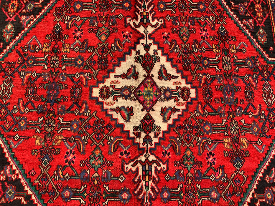 Handmade Persian Wool Area Rug 7x10 - Red Medallion Persian Style Rug - Exact Size 9'8" x 6'11" - KBHM-952