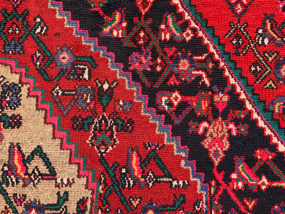 Handmade Persian Wool Area Rug 7x10 - Red Medallion Persian Style Rug - Exact Size 9'8" x 6'11" - KBHM-952