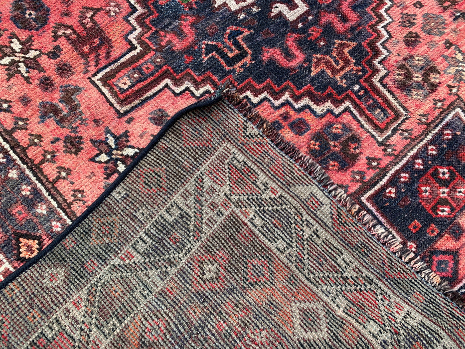 6'8 x 4'7 Hand-Knotted Persian Wool Rug - Faded Coral Tribal Medallion Design - KBHM-953