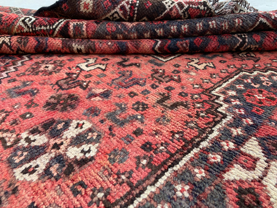 6'8 x 4'7 Hand-Knotted Persian Wool Rug - Faded Coral Tribal Medallion Design - KBHM-953