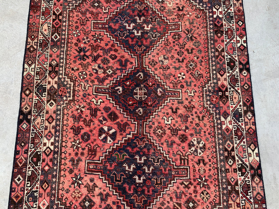 6'8 x 4'7 Hand-Knotted Persian Wool Rug - Faded Coral Tribal Medallion Design - KBHM-953