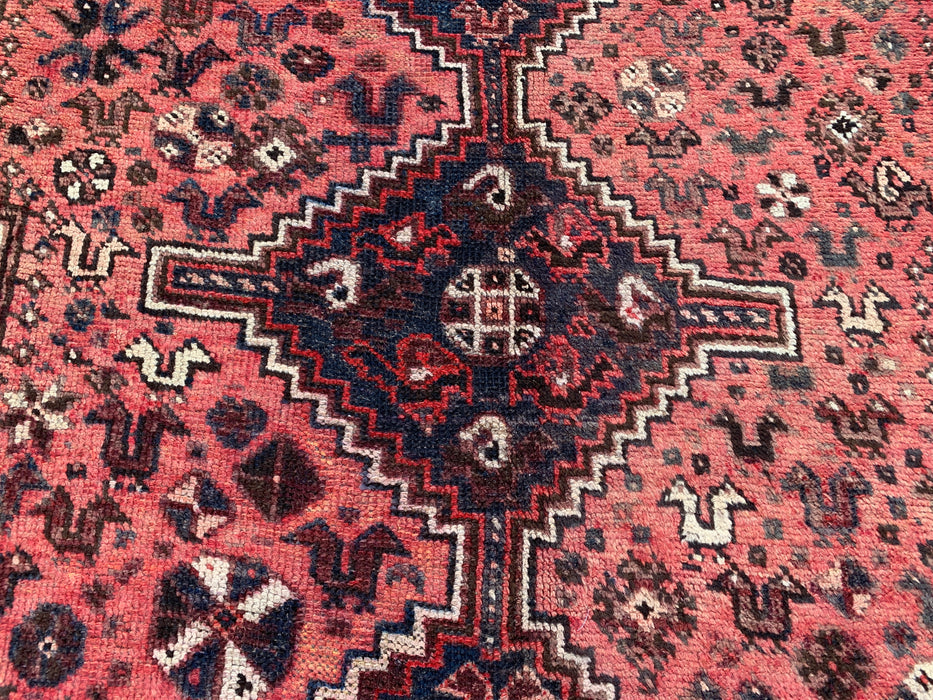 6'8 x 4'7 Hand-Knotted Persian Wool Rug - Faded Coral Tribal Medallion Design - KBHM-953