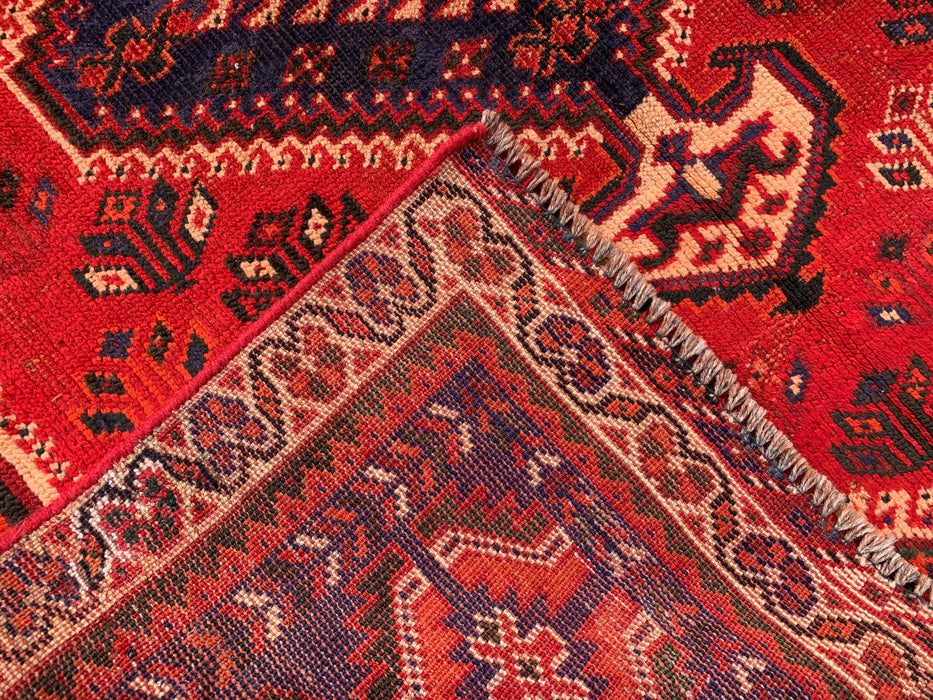 7'11 x 4'2 Hand-Knotted Persian Wool Rug - Red Tribal Medallion Design - KBHM-954