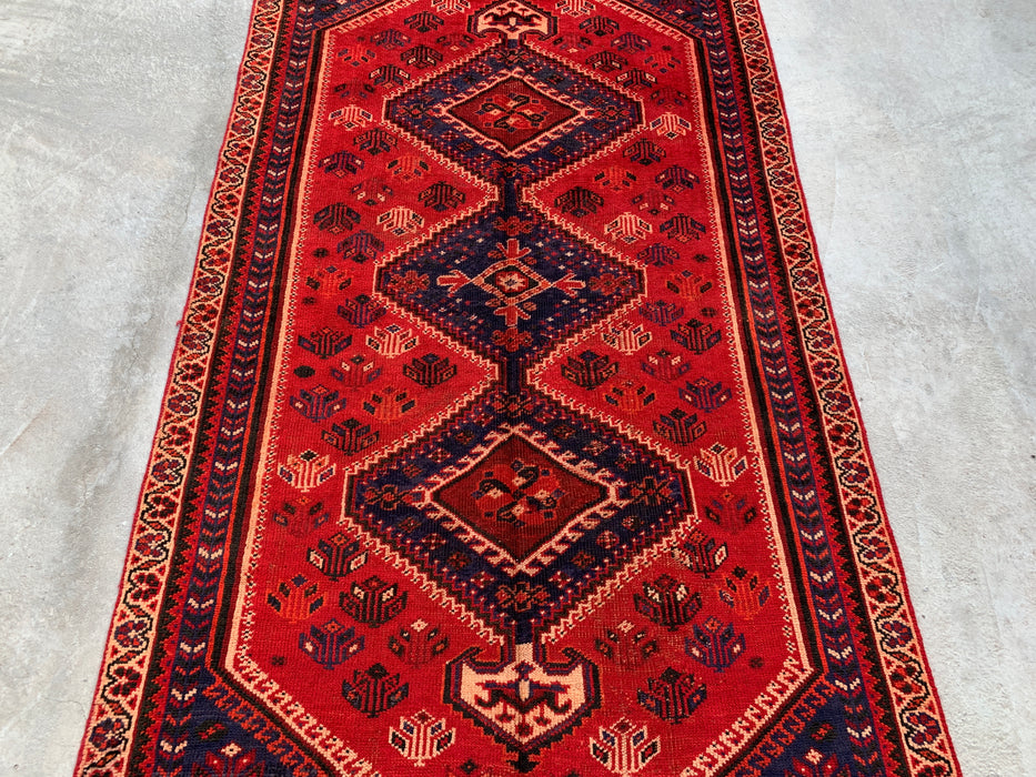 7'11 x 4'2 Hand-Knotted Persian Wool Rug - Red Tribal Medallion Design - KBHM-954