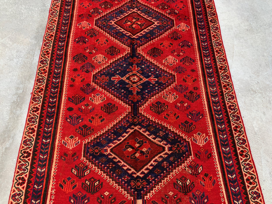 7'11 x 4'2 Hand-Knotted Persian Wool Rug - Red Tribal Medallion Design - KBHM-954