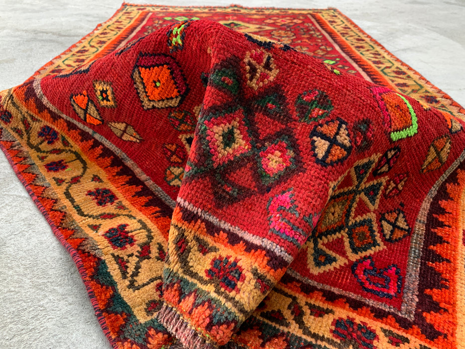 5'8 x 3'3 Hand-Knotted Persian Wool Rug - Red Geometric Tribal Medallion Design - KBHM-955