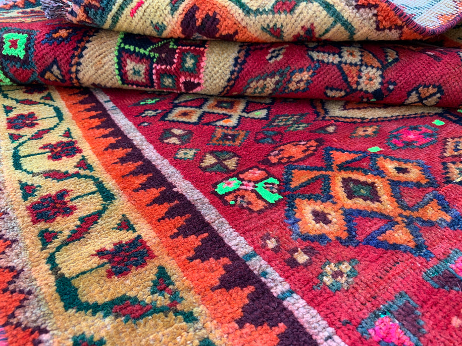 5'8 x 3'3 Hand-Knotted Persian Wool Rug - Red Geometric Tribal Medallion Design - KBHM-955