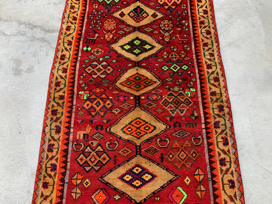 5'8 x 3'3 Hand-Knotted Persian Wool Rug - Red Geometric Tribal Medallion Design - KBHM-955