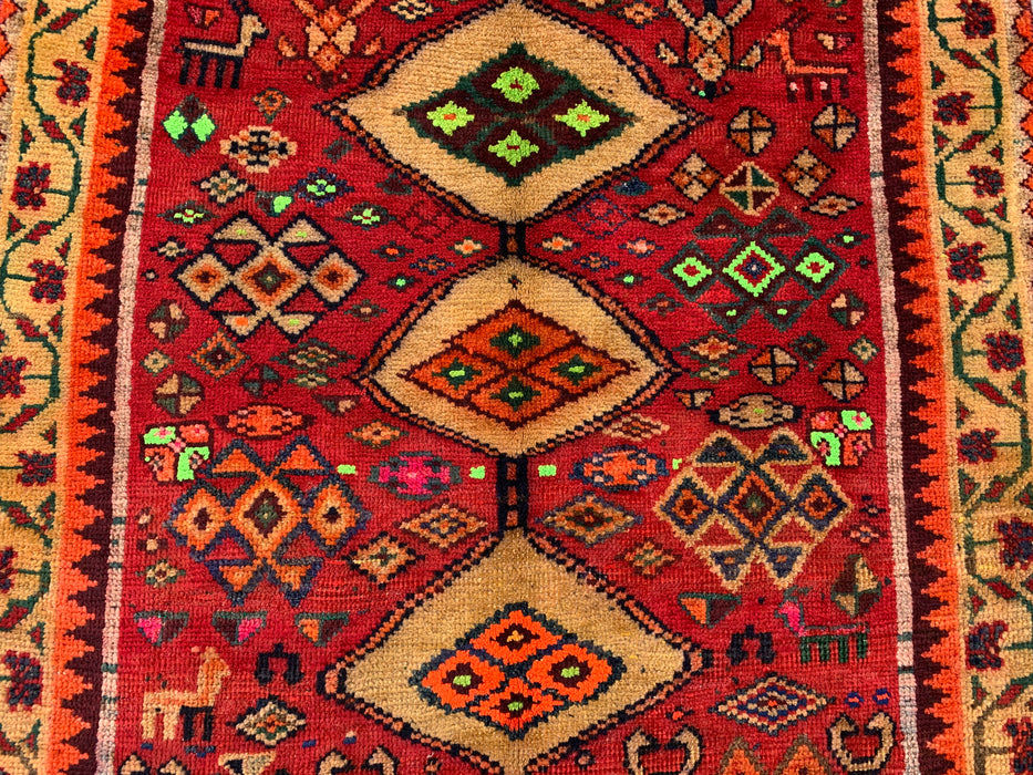 5'8 x 3'3 Hand-Knotted Persian Wool Rug - Red Geometric Tribal Medallion Design - KBHM-955