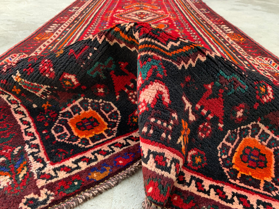 9'8 x 3'7 Hand-Knotted Persian Wool Runner - Red Tribal Medallion Design - KBHM-958
