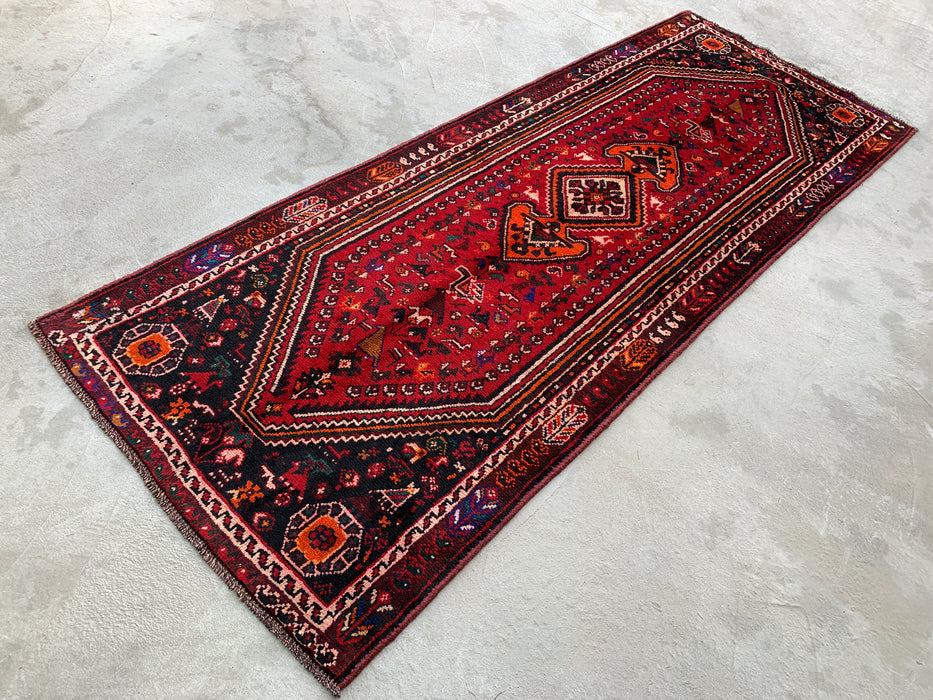 9'8 x 3'7 Hand-Knotted Persian Wool Runner - Red Tribal Medallion Design - KBHM-958