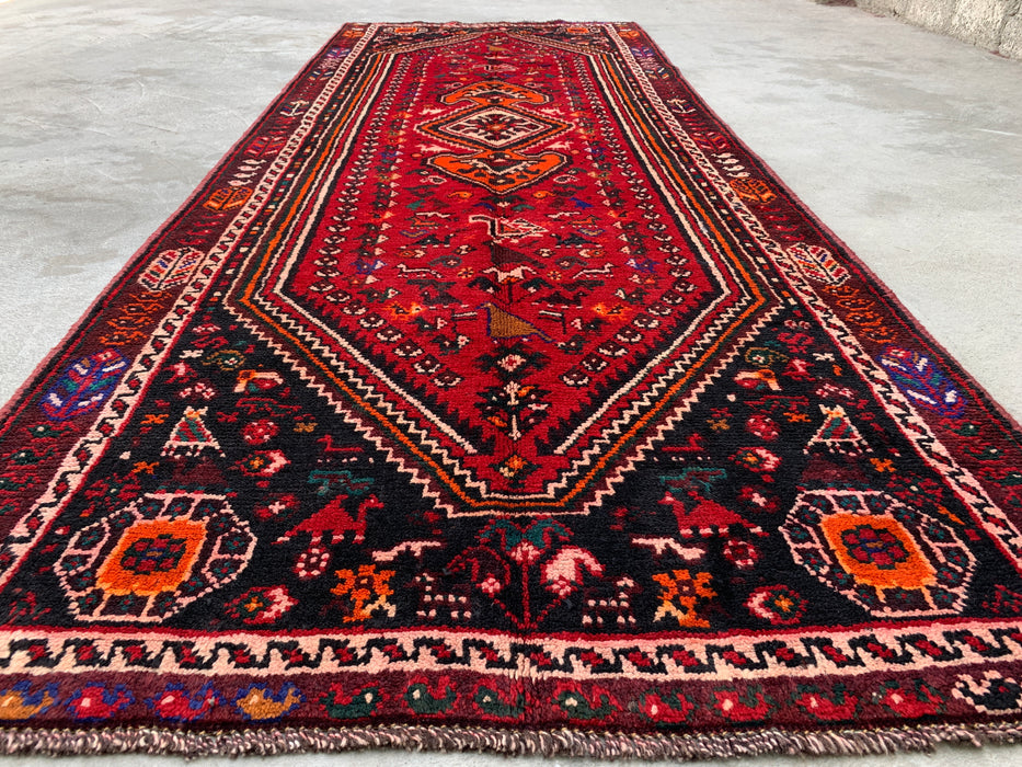 9'8 x 3'7 Hand-Knotted Persian Wool Runner - Red Tribal Medallion Design - KBHM-958