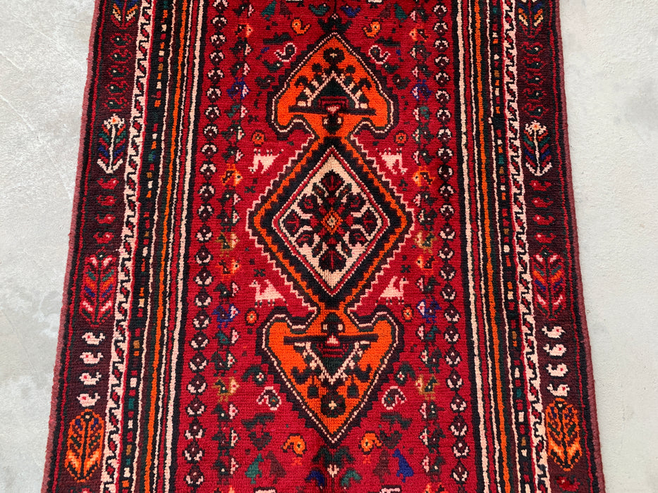 9'8 x 3'7 Hand-Knotted Persian Wool Runner - Red Tribal Medallion Design - KBHM-958