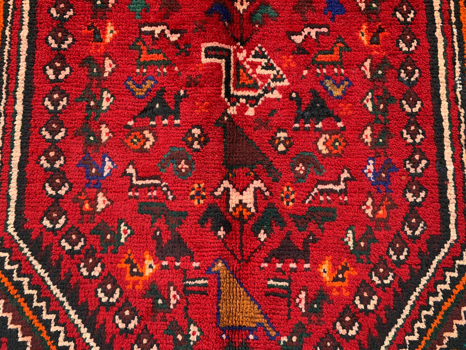 9'8 x 3'7 Hand-Knotted Persian Wool Runner - Red Tribal Medallion Design - KBHM-958