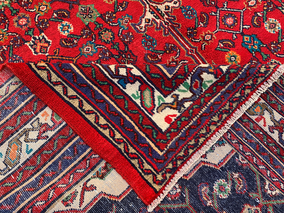 Handmade Persian Wool Area Rug 7x10 - Red Floral Medallion Persian Style Rug - Exact Size 10'1" x 6'11" - KBHM-963