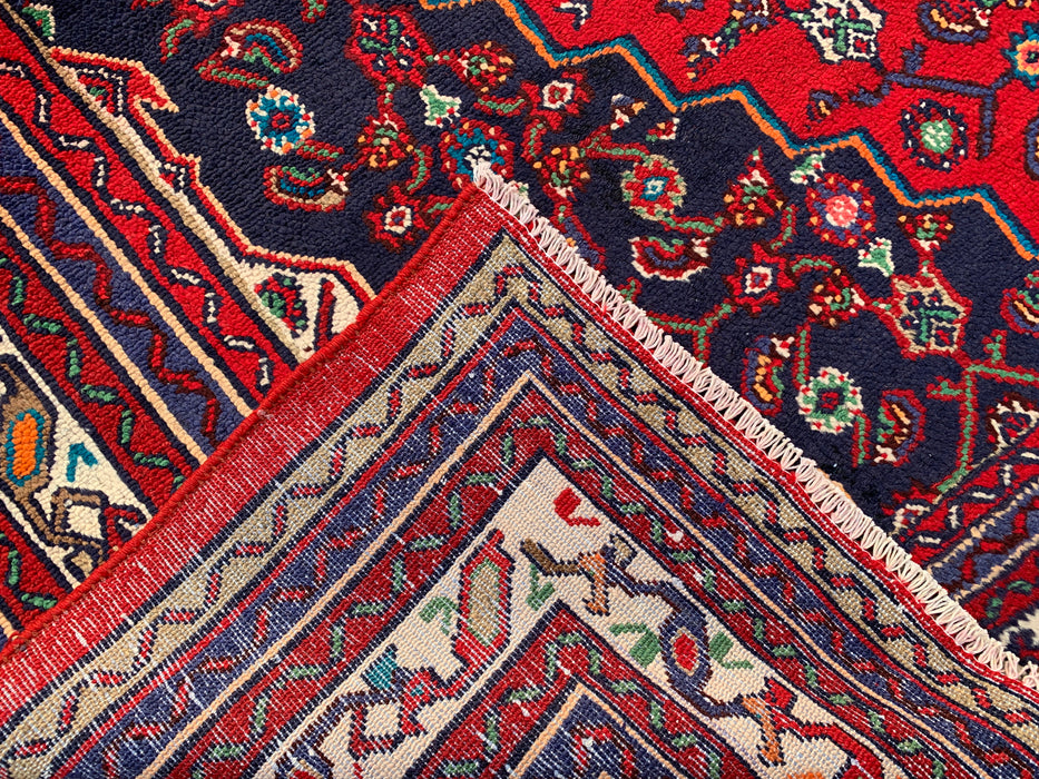 Handmade Persian Wool Area Rug 7x10 - Red Floral Medallion Persian Style Rug - Exact Size 10'1" x 6'11" - KBHM-963