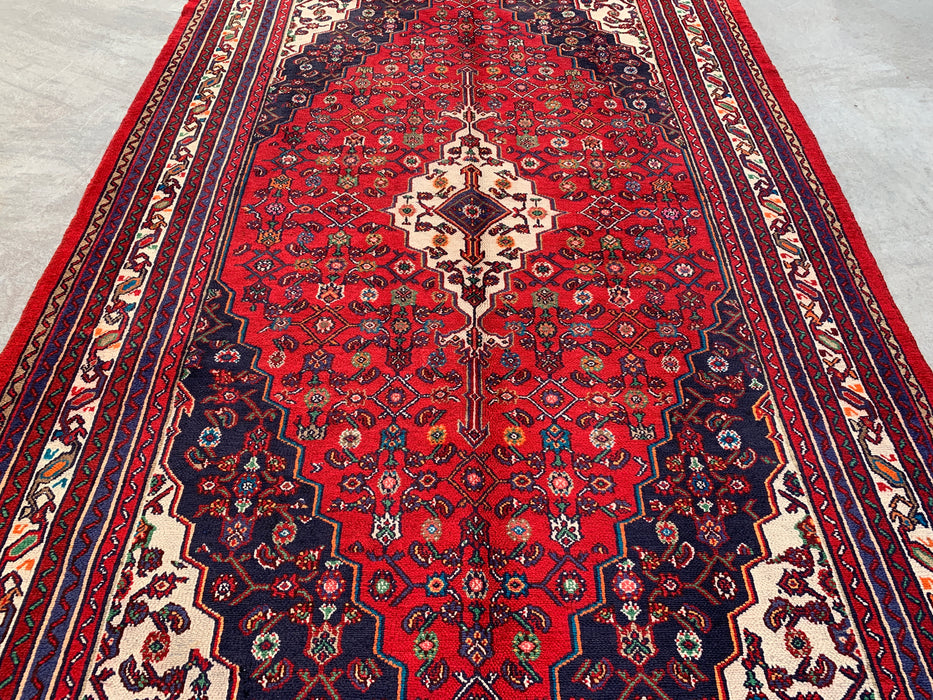 Handmade Persian Wool Area Rug 7x10 - Red Floral Medallion Persian Style Rug - Exact Size 10'1" x 6'11" - KBHM-963