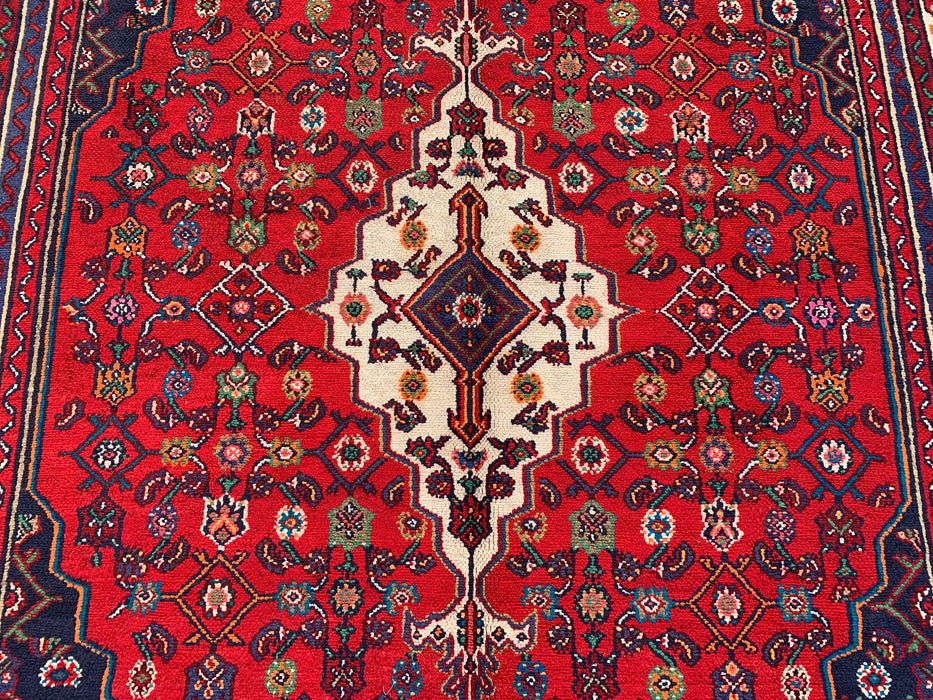 Handmade Persian Wool Area Rug 7x10 - Red Floral Medallion Persian Style Rug - Exact Size 10'1" x 6'11" - KBHM-963