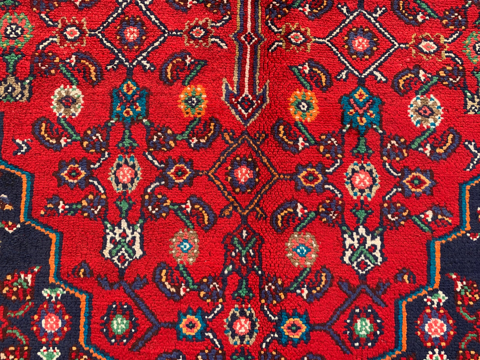 Handmade Persian Wool Area Rug 7x10 - Red Floral Medallion Persian Style Rug - Exact Size 10'1" x 6'11" - KBHM-963