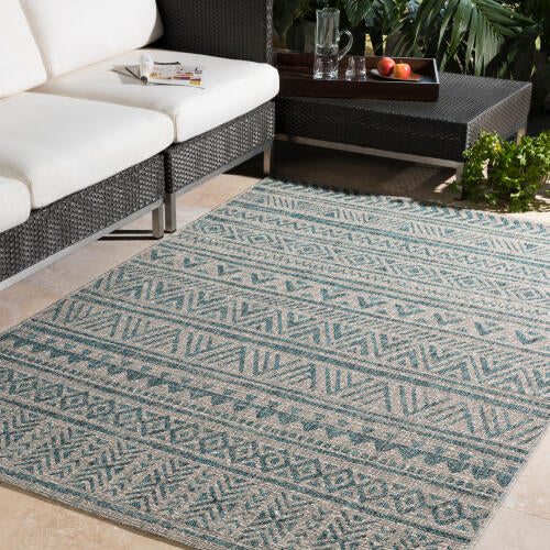 Livabliss Eagean Machine Woven Rug — Teal / Taupe | EAG-2307 - colour & pattern