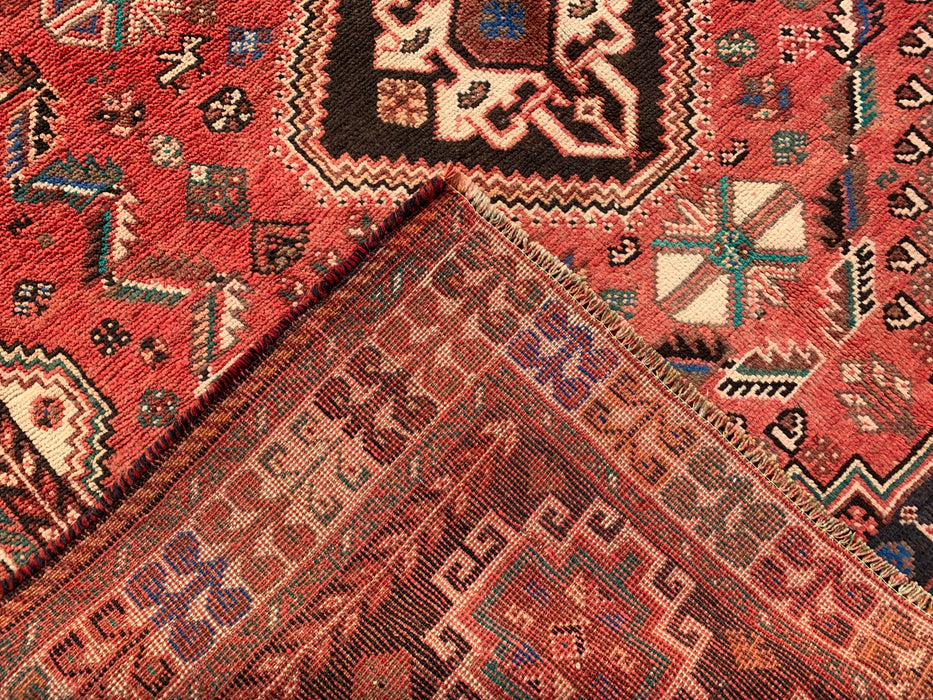 8'5 x 5'7 Hand-Knotted Persian Wool Rug - Faded Coral Tribal Medallion Design - KBHM-965