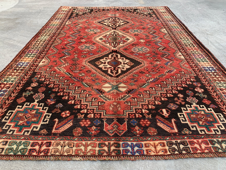 8'5 x 5'7 Hand-Knotted Persian Wool Rug - Faded Coral Tribal Medallion Design - KBHM-965