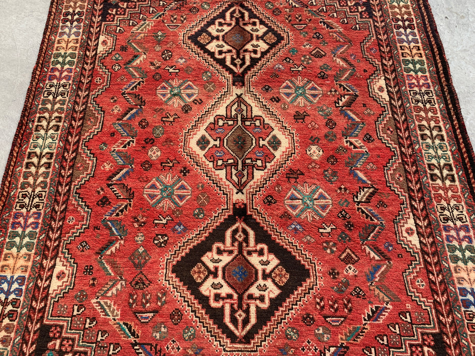 8'5 x 5'7 Hand-Knotted Persian Wool Rug - Faded Coral Tribal Medallion Design - KBHM-965