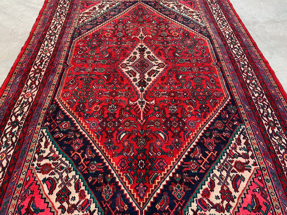 Handmade Persian Wool Area Rug 7x10 - Red Medallion Persian Style Rug - Exact Size 9'9" x 6'11" - KBHM-966