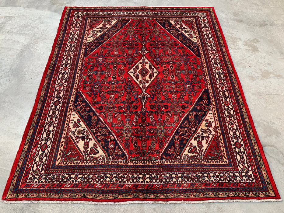 9'9 x 7'10 Hand-Knotted Persian Wool Rug - Red Medallion Design - KBHM-968