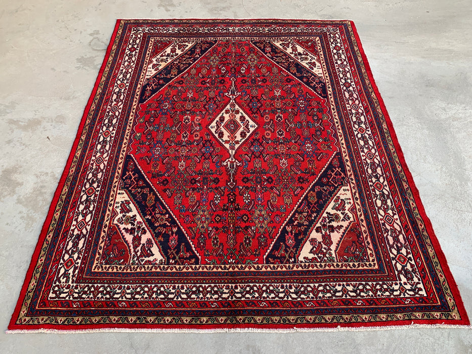 9'9 x 7'10 Hand-Knotted Persian Wool Rug - Red Medallion Design - KBHM-968
