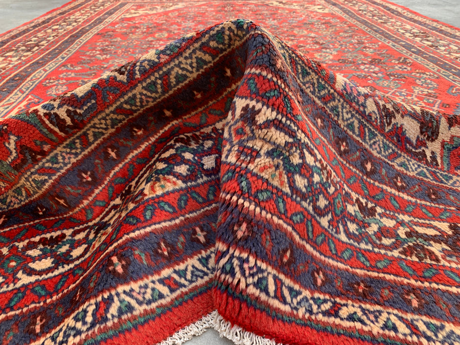 Handmade Persian Wool Area Rug 7x10 - Red Medallion Persian Style Rug - Exact Size 9'10" x 6'10" - KBHM-969