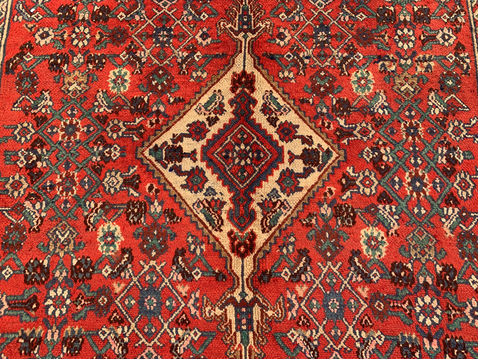 Handmade Persian Wool Area Rug 7x10 - Red Medallion Persian Style Rug - Exact Size 9'10" x 6'10" - KBHM-969