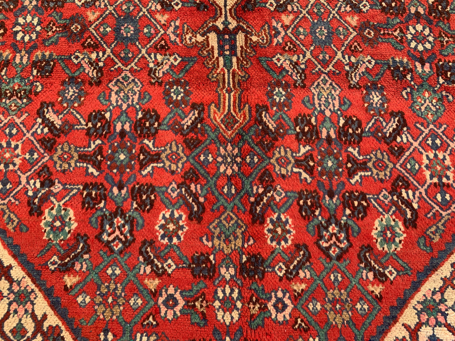 Handmade Persian Wool Area Rug 7x10 - Red Medallion Persian Style Rug - Exact Size 9'10" x 6'10" - KBHM-969