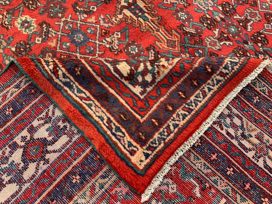 Handmade Persian Wool Area Rug 7x10 - Red Medallion Persian Style Rug - Exact Size 9'10" x 6'10" - KBHM-969