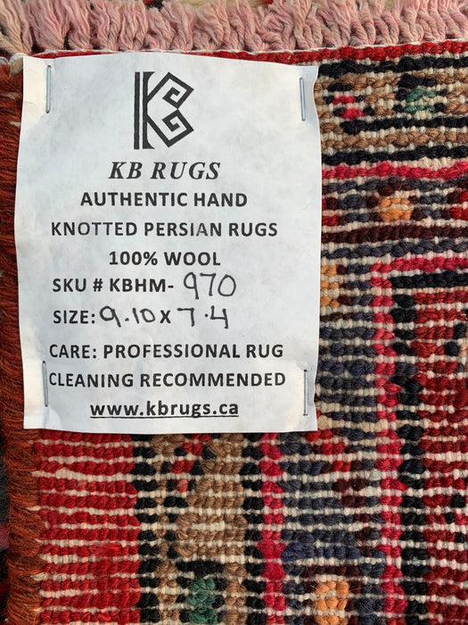 9'10 x 7'4 Hand-Knotted Persian Wool Rug - Red Medallion Design - KBHM-970