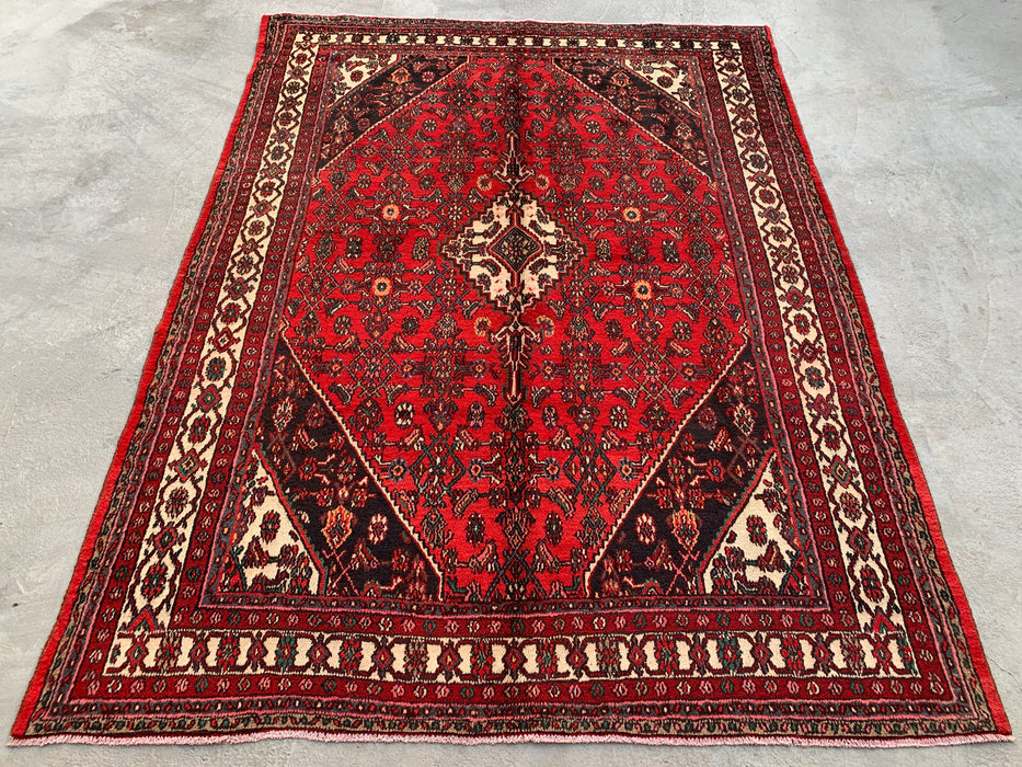 9'10 x 7'4 Hand-Knotted Persian Wool Rug - Red Medallion Design - KBHM-970