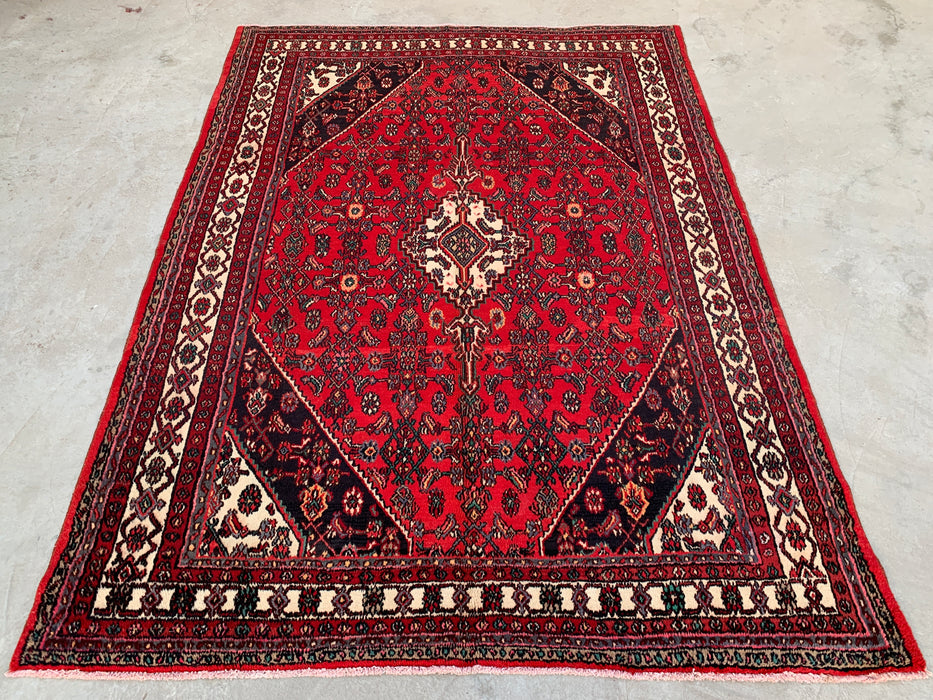 9'10 x 7'4 Hand-Knotted Persian Wool Rug - Red Medallion Design - KBHM-970