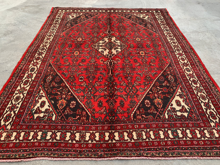 9'10 x 7'4 Hand-Knotted Persian Wool Rug - Red Medallion Design - KBHM-970