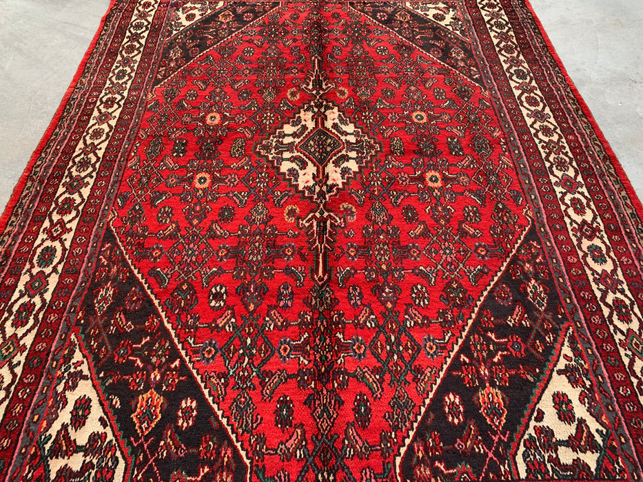 9'10 x 7'4 Hand-Knotted Persian Wool Rug - Red Medallion Design - KBHM-970