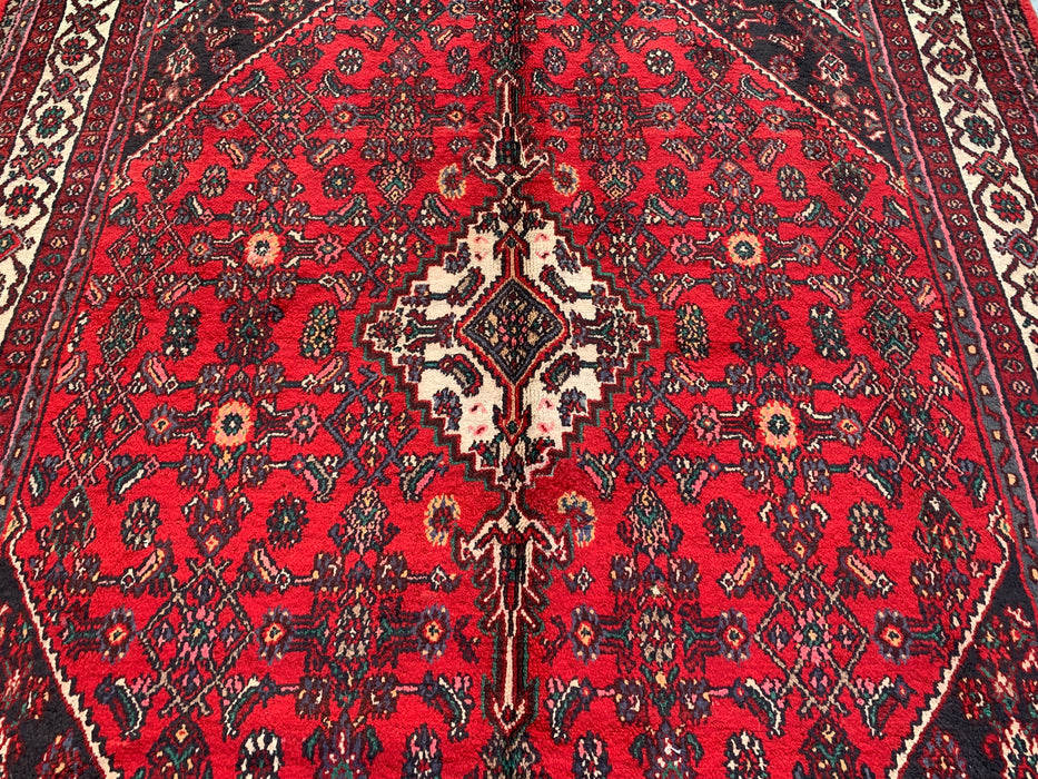 9'10 x 7'4 Hand-Knotted Persian Wool Rug - Red Medallion Design - KBHM-970