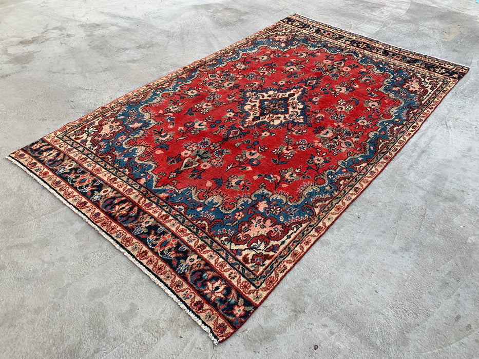 9'10 x 5'10 Hand-Knotted Persian Wool Rug - Red Floral Medallion Design - KBHM-972