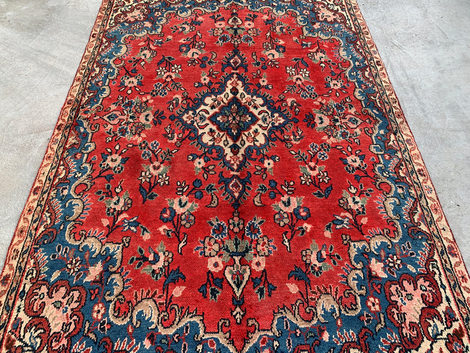 9'10 x 5'10 Hand-Knotted Persian Wool Rug - Red Floral Medallion Design - KBHM-972