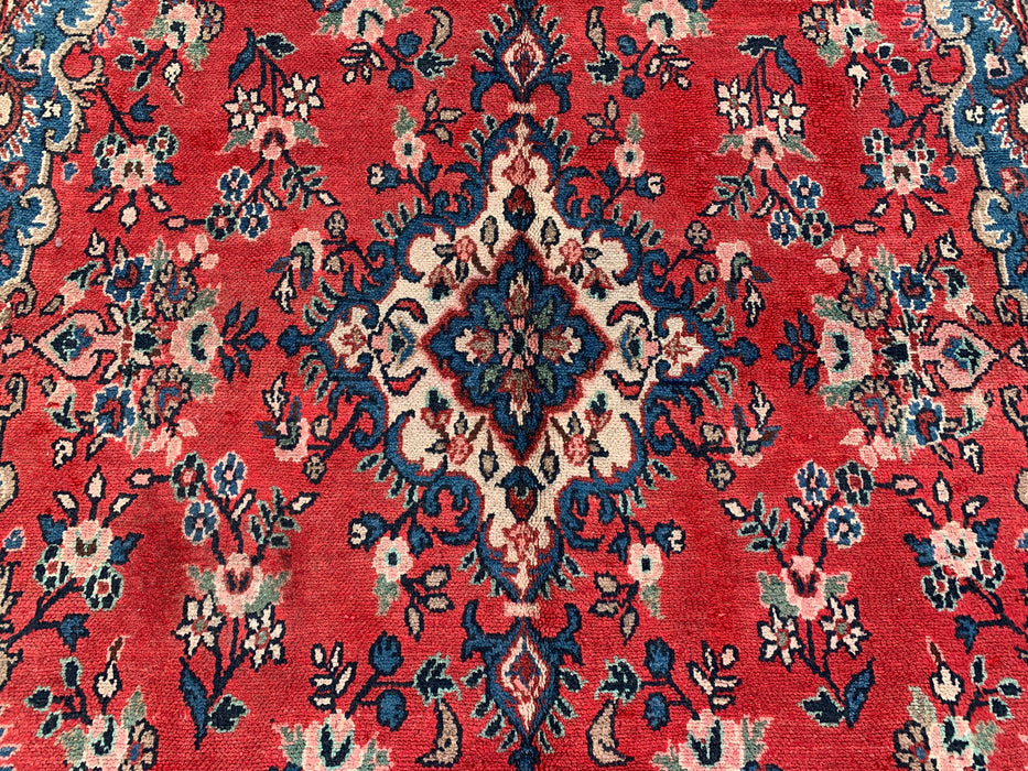 9'10 x 5'10 Hand-Knotted Persian Wool Rug - Red Floral Medallion Design - KBHM-972