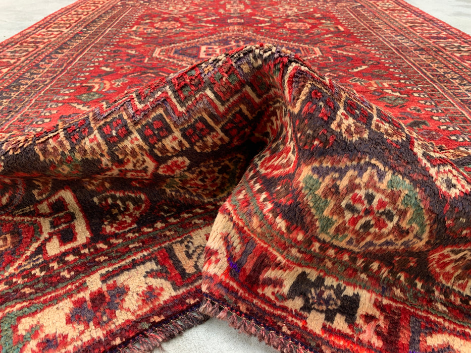 8'4 x 5'5 Hand-Knotted Persian Wool Rug - Red Tribal Medallion Design - KBHM-973